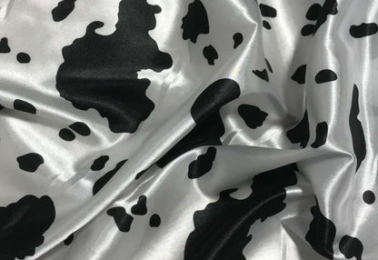 Silky Soft Charmeuse Cow Table Runners | White Black Satin Cow Table Runners |