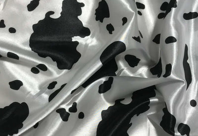 Silky Soft Charmeuse Cow Table Napkins & Chair Sashes | White Black Cow Print Napkins |