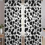 Silky Soft Charmeuse Cow Event Drapery Panels | White Black Cow Print Curtains |