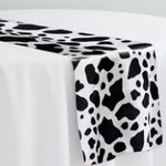 Silky Soft Charmeuse Cow Table Runners | White Black Satin Cow Table Runners |