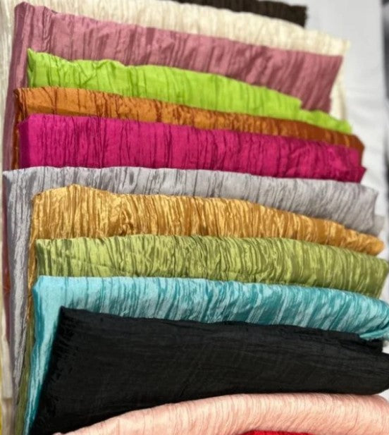 Crease Taffeta Fabric by the Yard & Wholesale Bolt | 52" Wide | Crush Taffeta Fabric | Multiple Colors |
