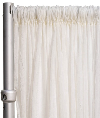 IFR Crush Sheer Voile Event Drapery Panels | IFR Crush Voile Curtains | 108" Wide | White Ivory Butter |