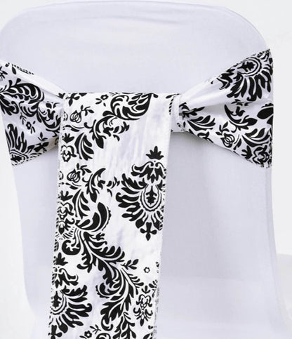 Damask Charmeuse Satin Table Napkins | Damask Charmeuse Satin Chair Sash |