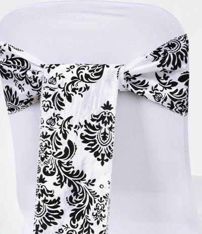 Damask Charmeuse Satin Table Napkins | Damask Charmeuse Satin Chair Sash |