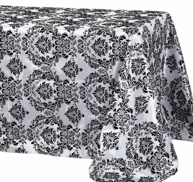 Damask Charmeuse Satin Table Linens, Table Overlays, Table Drapes & Banquets