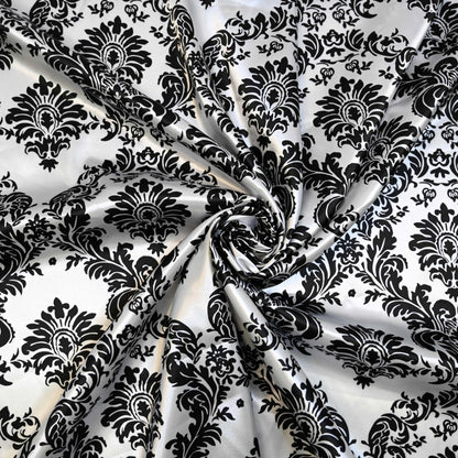 Damask Charmeuse Satin Fabric by the Yard 60" Wide Silky Soft Print