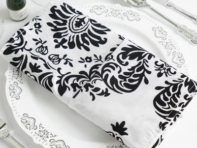 Damask Charmeuse Satin Table Napkins | Damask Charmeuse Satin Chair Sash |