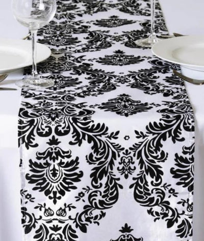 Damask Charmeuse Satin Table Runners | Two Sizes | Two Colors | Satin Damask Runners |