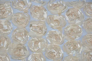 Rosette Satin Bordeaux Fabric by the Yard | Rosette Satin Flower on Mesh Background | Multiple Colors |