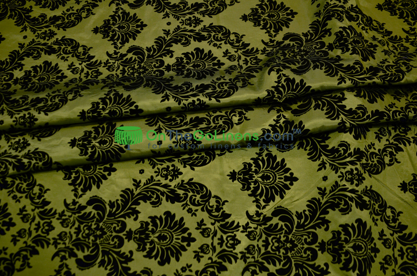 Damask Flocking Taffeta Fabric by the Yard | Flocking Velvet Damask Fabric | 60" wide |