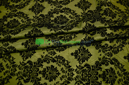 Damask Flocking Taffeta Fabric by the Yard | Flocking Velvet Damask Fabric | 60" wide |