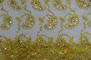 Coco Paisley Embroidery Fabric by the Yard | Metallic Coco Paisley Embroidery Fabric | Multiple Colors |