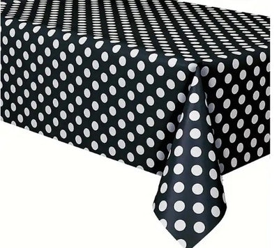 Polka Dot Lamour Satin Table Linens | Polka Dot Satin Tablecloth | White Black |