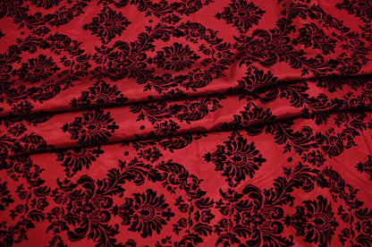 Damask Flocking Red on Black