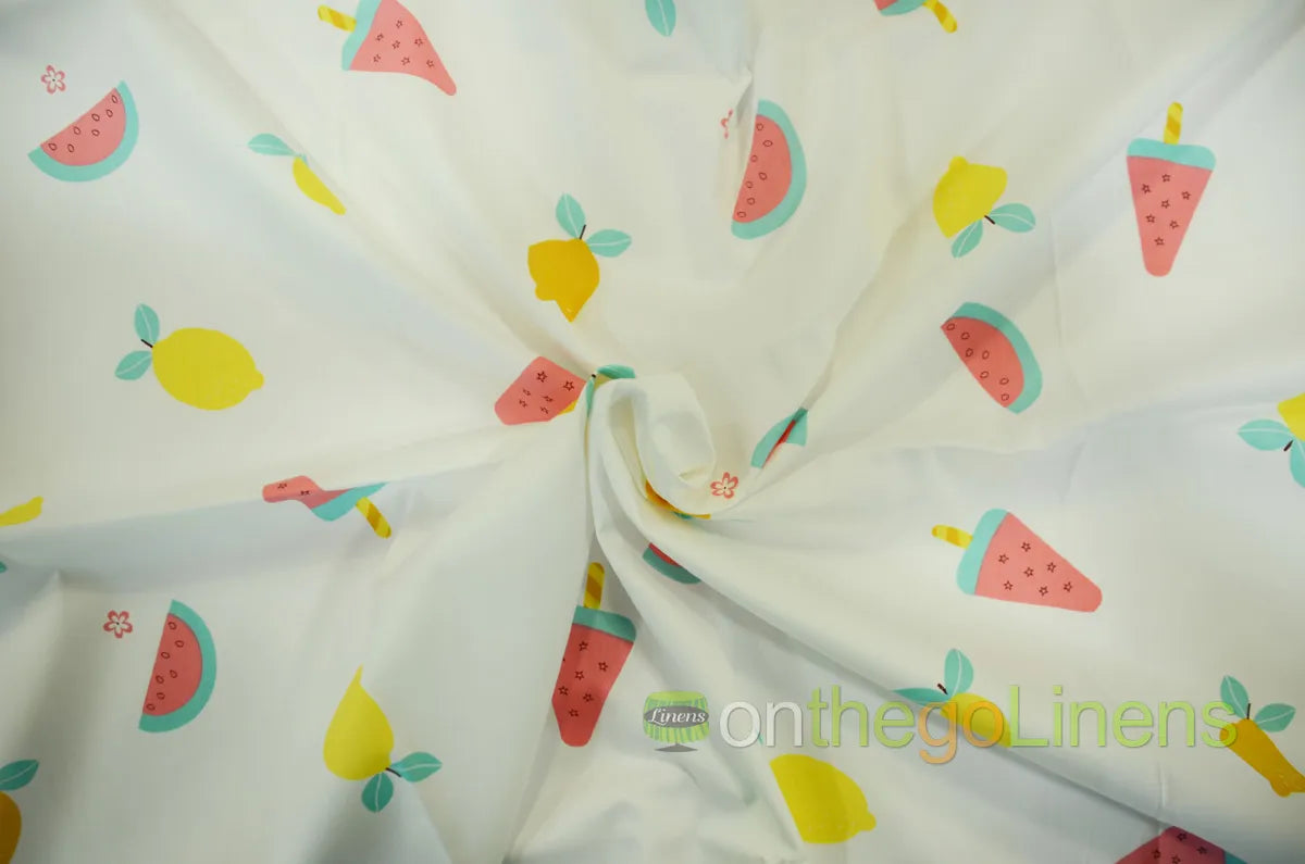 Yellow Lemon Watermelon Fruit Cotton Fabrics | 100% Cotton Print Fabrics | Two Colors |