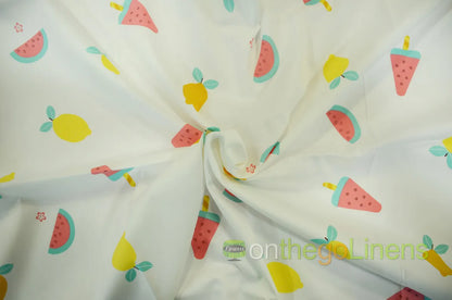 Yellow Lemon Watermelon Fruit Cotton Fabrics | 100% Cotton Print Fabrics | Two Colors |