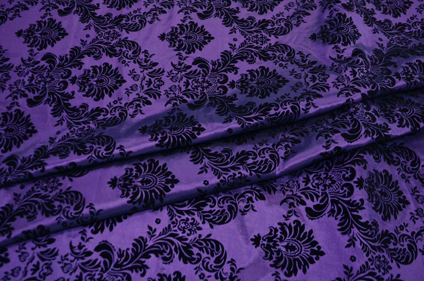 Damask Flocking Purple on Black
