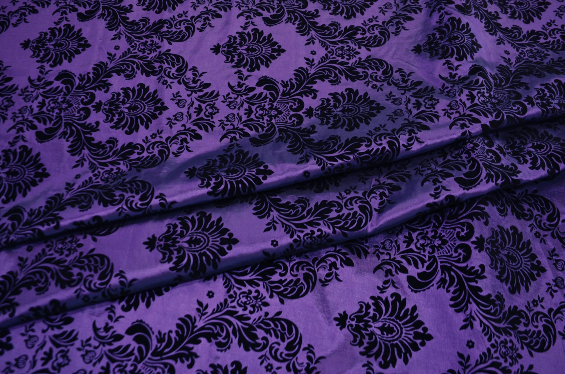 Damask Flocking Purple on Black