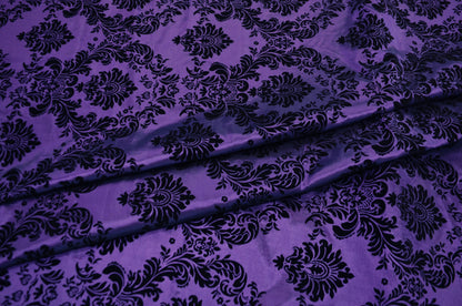 Damask Flocking Purple on Black