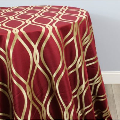 Reversible Elliptical Brocade Table Linen | Geometric Jacquard Tablecloth| Multiple Colors |
