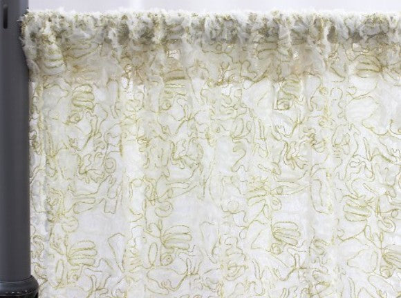 Enchanted Sheer Embroidery Event Drape Panel | Metallic Lace Event Curtain | 52" Wide |