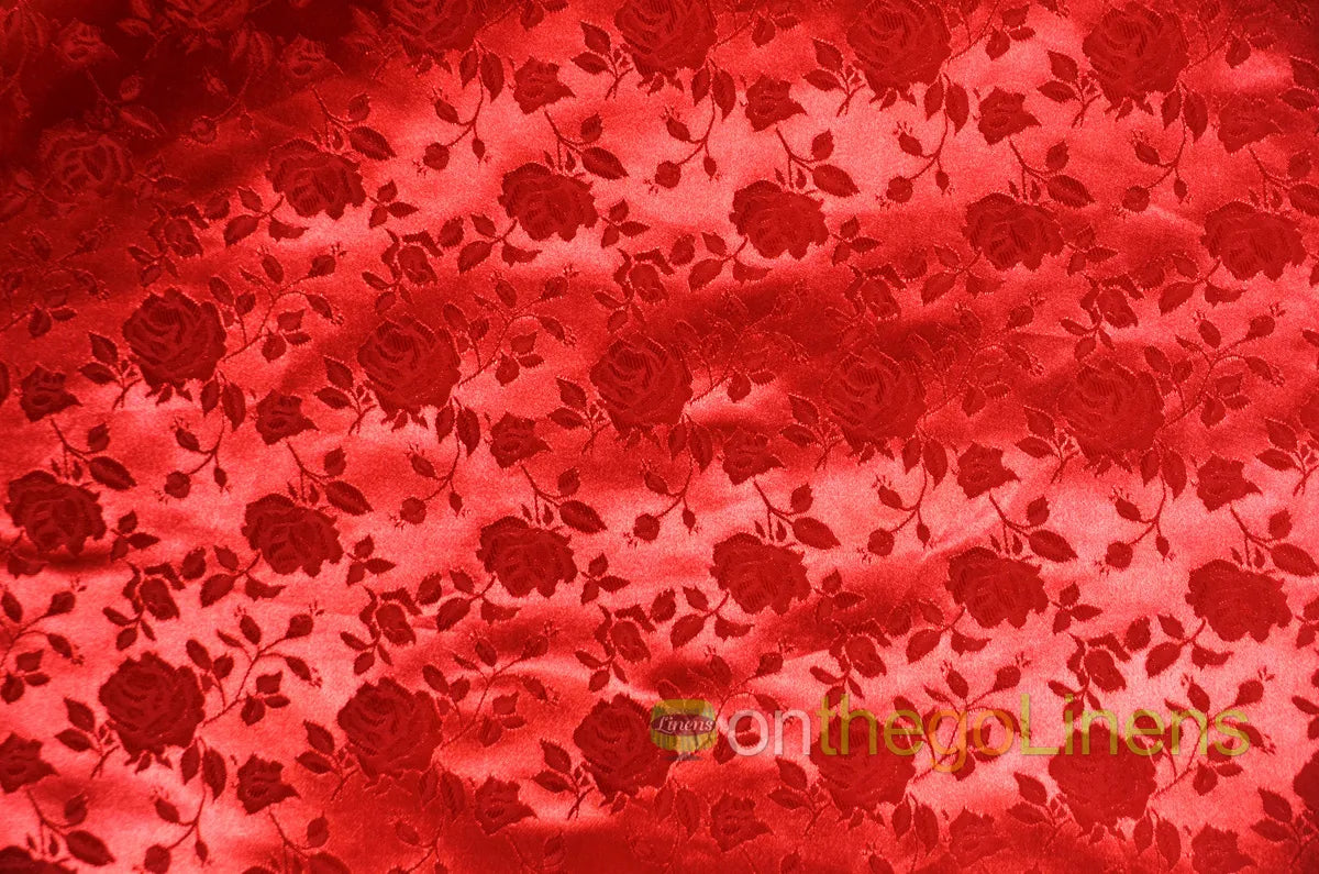 Floral Jacquard Satin Fabric by the Yard | Isabella Floral Jacquard | 60 Wide | Rose Jacquard Satin Fabric |
