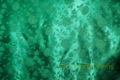 Floral Jacquard Satin Fabric by the Yard | Isabella Floral Jacquard | 60 Wide | Rose Jacquard Satin Fabric |