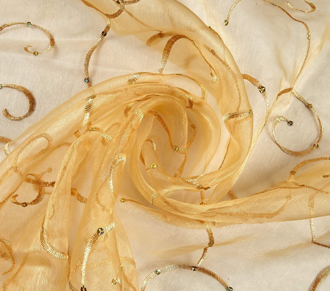 Ferial Organza Embroidery Fabric by the Yard | Sheer Organza Embroidery Fabric | 54" Wide |