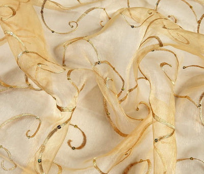 Ferial Organza Embroidery Fabric by the Yard | Sheer Organza Embroidery Fabric | 54" Wide |