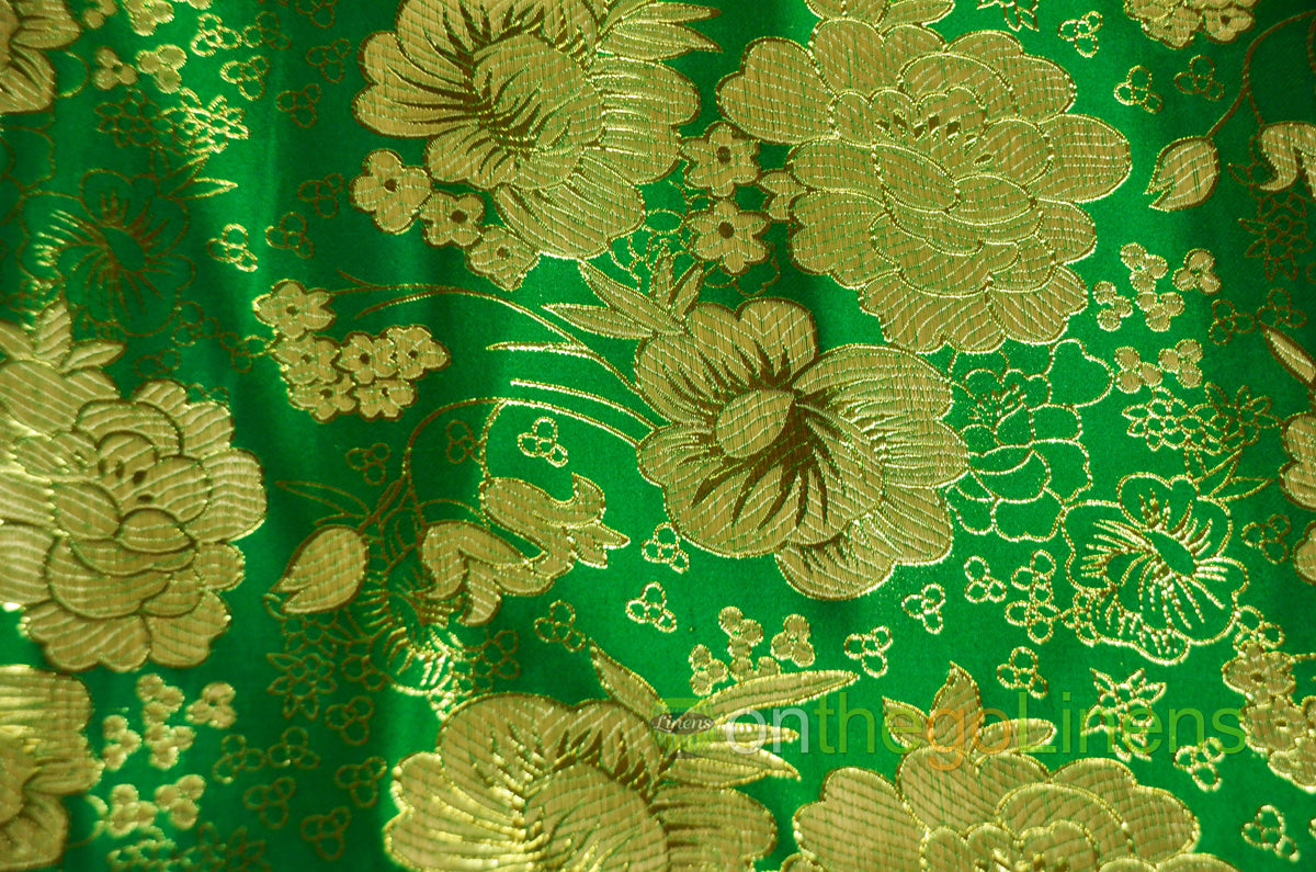 Metallic Brocade Design B23 | Chinese Flower Brocade Fabric | 58" Wide |
