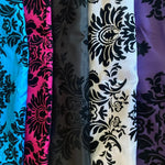 Damask Flocking Taffeta Fabric by the Yard | Flocking Velvet Damask Fabric | 60" wide |