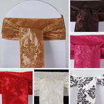 Damask Flocking Taffeta Napkins and Chair Sashes | Multiple Colors |