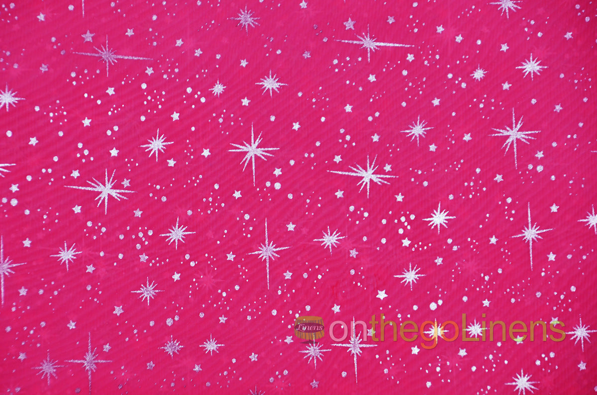 Star Foil Organza Fabric by the Yard | Metallic Star Print on Organza Fabric | 60" Wide | Multiple Colors |
