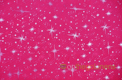 Star Foil Organza Fabric by the Yard | Metallic Star Print on Organza Fabric | 60" Wide | Multiple Colors |