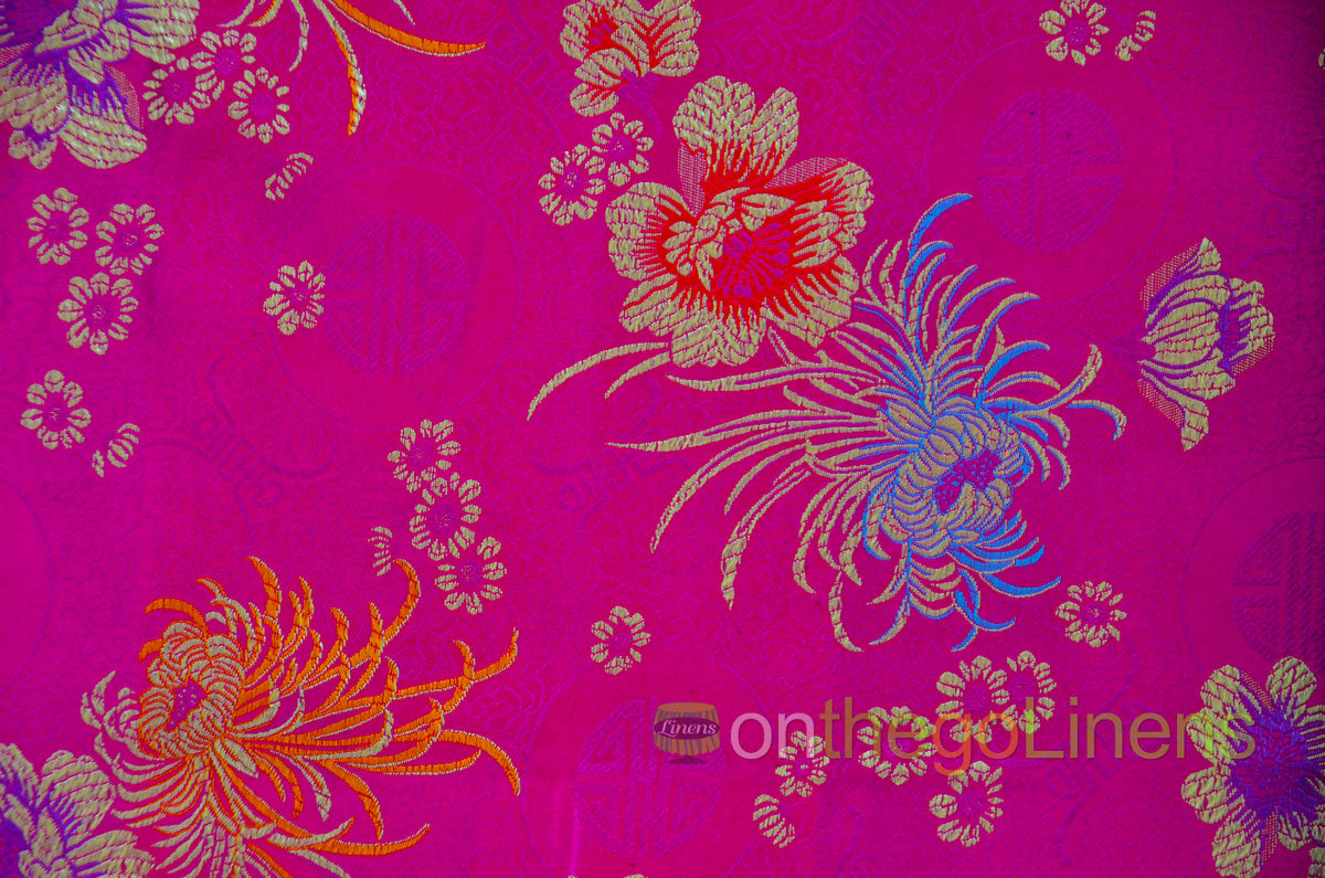 45" Wide Chinese Brocade Flower Fabric by the Yard | Chinese Flower Fabric | Multiple Colors |