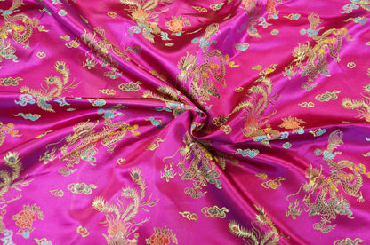 45" Chinese Brocade Dragon Fabric by the Yard | Chinese Dragon Fabric | Multiple Colors