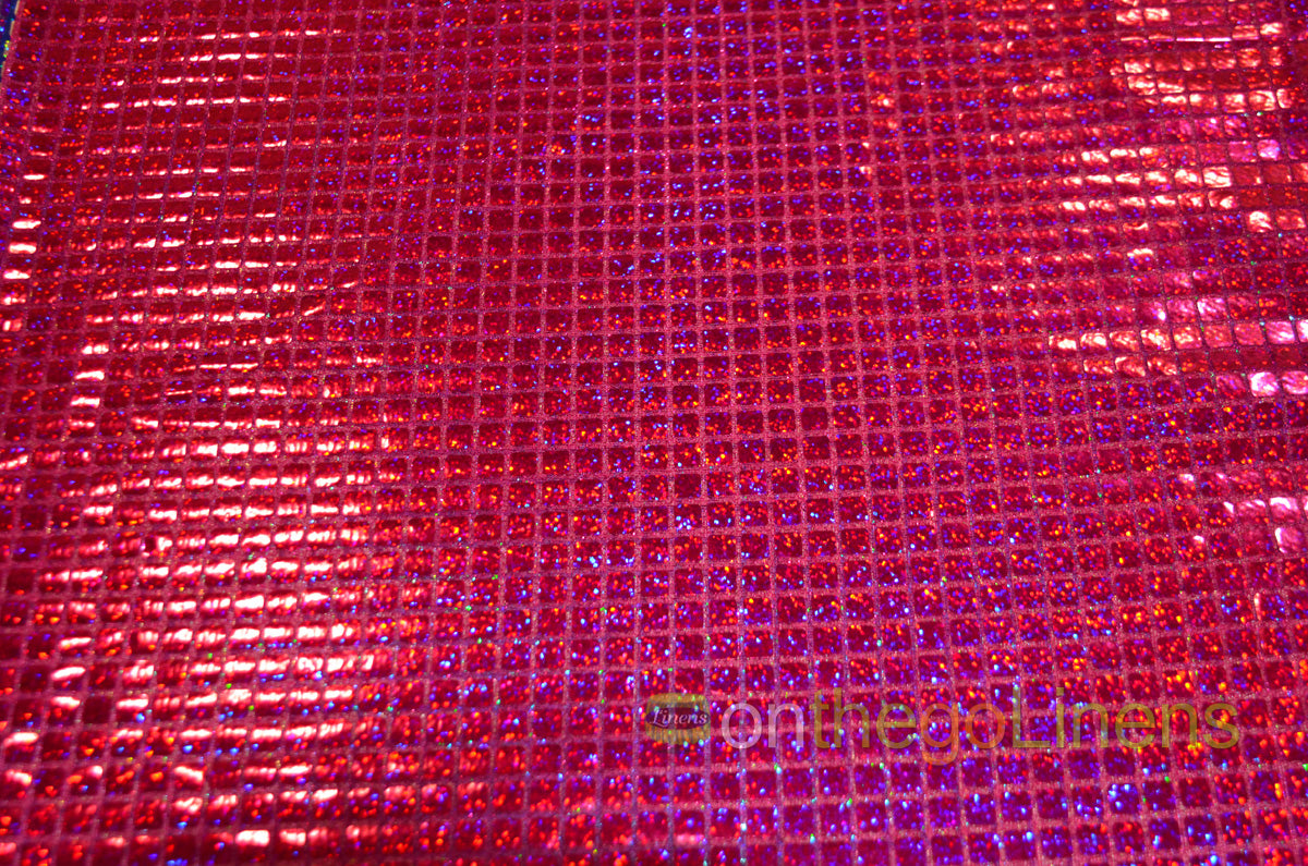Hologram Quad Sequins Fabric by the Yard | Hologram Square Confetti Sequins Fabric | 45" Wide | Multiple Colors |
