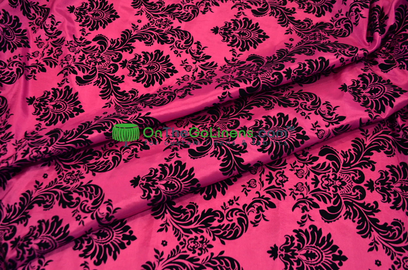 Damask Flocking Taffeta Fabric by the Yard | Flocking Velvet Damask Fabric | 60" wide |