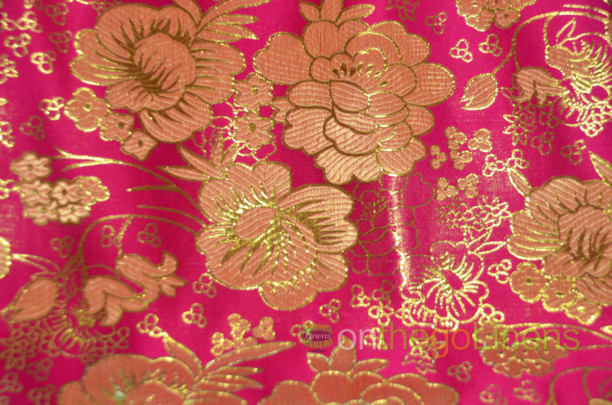 Metallic Brocade Design B23 | Chinese Flower Brocade Fabric | 58" Wide |