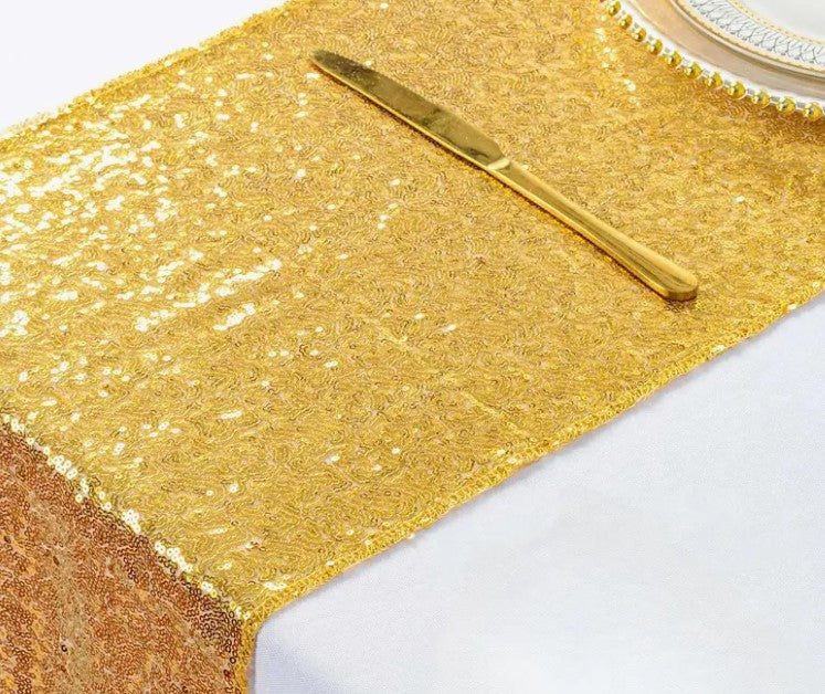 Glitz Mesh Sequins Table Runners | Size 15" x 108" | Multiple Colors |