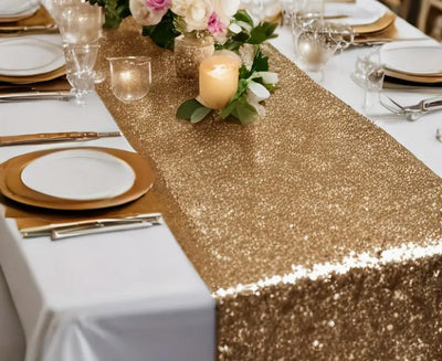Glitz Mesh Sequins Table Runners | Size 15" x 108" | Multiple Colors |