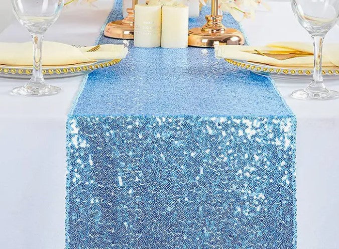 Glitz Mesh Sequins Table Runners | Size 15" x 108" | Multiple Colors |