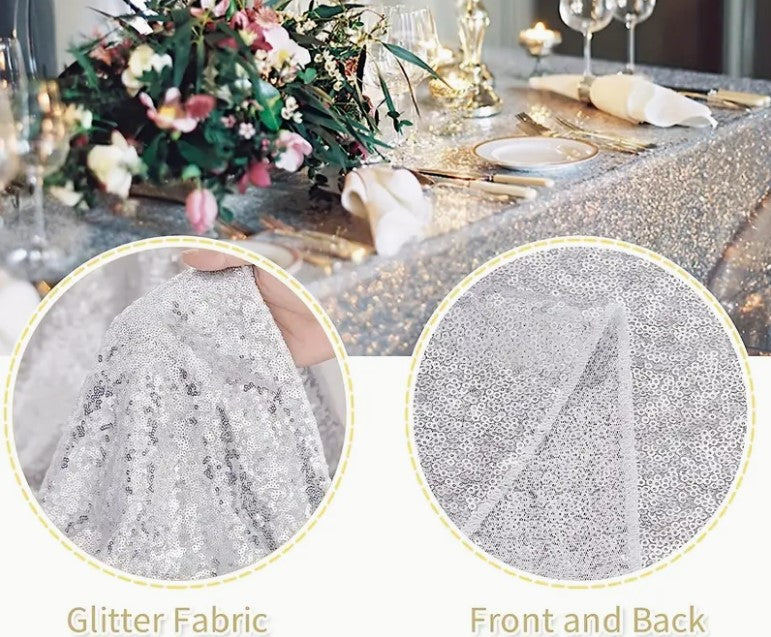 Glitz Mesh Sequins Table Linens, Table Overlays, Table Drapes, and Table Banquets