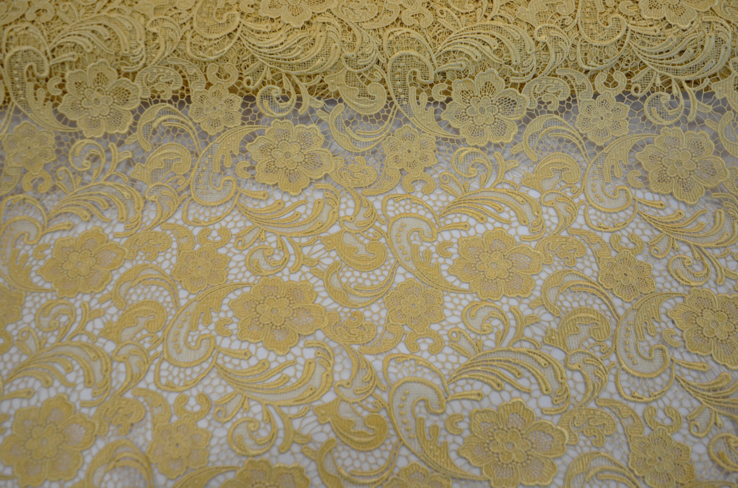 Guipure Lace Fabric by the Yard | Heavy Bridal Lace Fabric with Scallop Edges | 52" Wide | Multiple Colors |