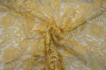 Guipure Lace Fabric by the Yard | Heavy Bridal Lace Fabric with Scallop Edges | 52" Wide | Multiple Colors |