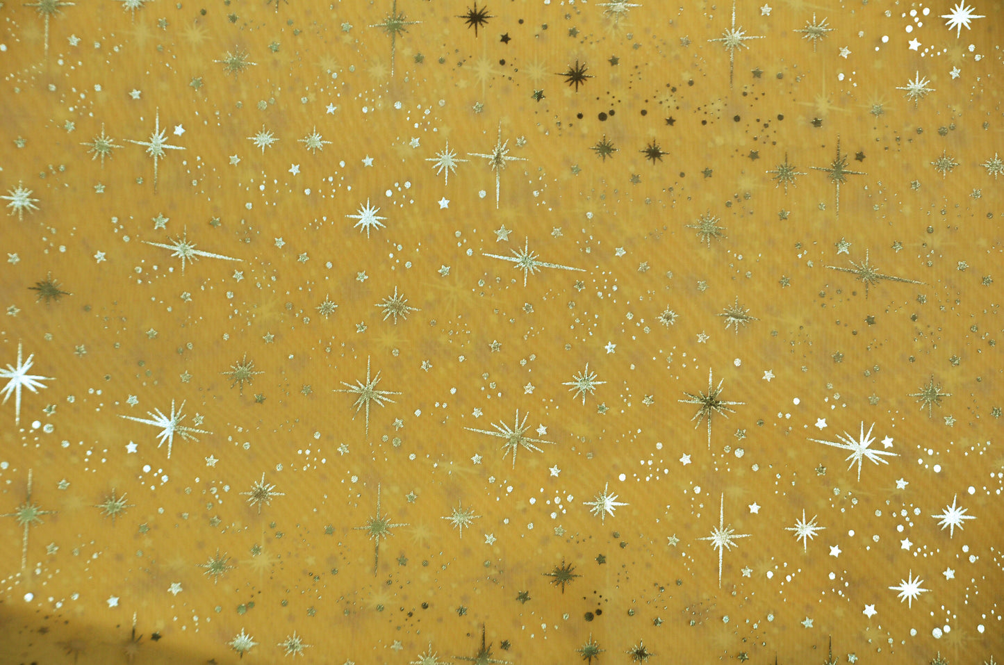 Star Foil Organza Fabric by the Yard | Metallic Star Print on Organza Fabric | 60" Wide | Multiple Colors |