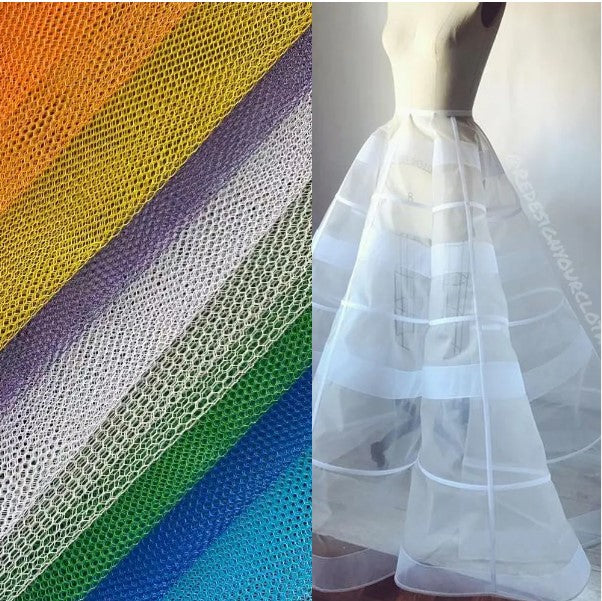 Crinoline Fabric by the yard | Hard Net Fabric | 60" Wide | Multiple Colors |