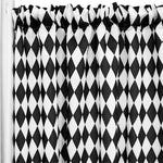 Harlequin Lamour Satin Event Drapery Panel | White Black Harlequin Curtains |