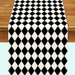 Harlequin Lamour Satin Table Runners | White Black Harlequin Runner Size 19x108 |