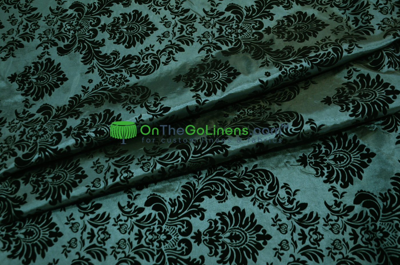 Damask Flocking Taffeta Fabric by the Yard | Flocking Velvet Damask Fabric | 60" wide |